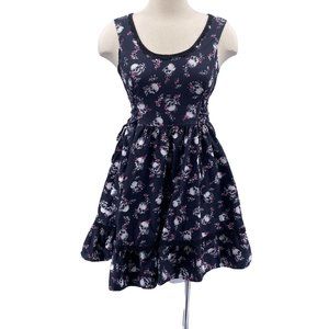 Hot Topic Goth emo Skull print dress size xsmall black sleeveless lace up sides